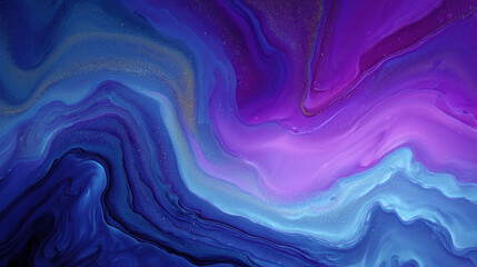 Obraz premium 宇宙の星雲を思わせる紫と青の流体アート背景