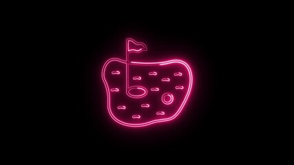 Golf Icon Animation with Glowing Lines on Black Background