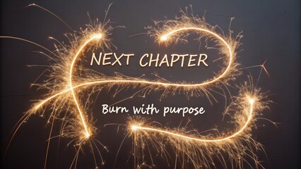 Sparkler trail encircles text about starting a new chapter
