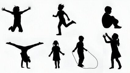 Obraz premium Architectural CAD Children – Walking and Standing Outline Vector Set