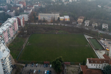Belgrade, Serbia - December 20, 2025: The field of the Belgrade Football Club in Karaburma