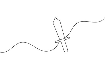 Obraz premium Minimalist continuous one line drawing of a medieval sword vector illustration