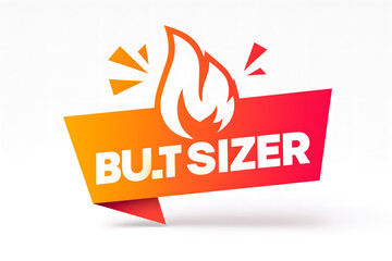Bu.t sizer hot offer banner with fiery flame and vibrant gradient for impactful promotion.