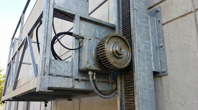 Industrial construction elevator rack and pinion gear mechanism