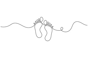 Obraz premium Minimalist continuous line drawing of human footprints on white background