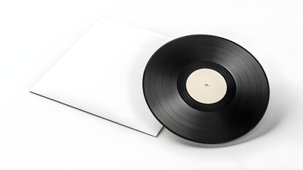 mockup Vintage Vinyl Record with Stylus on White Background.