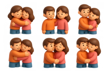 Charming cartoon hug icons for warm emotions and friendly designs