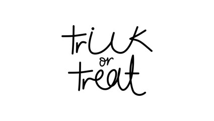 trick or treat inscription, black isolated silhouette
