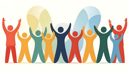 human centric abstract business background of a business team silhouette representing a teamwork concept where a diverse group of men and women achieve success through partnership and friendship