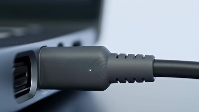 Plugging usb cable into laptop: detailed sequence showing connection process