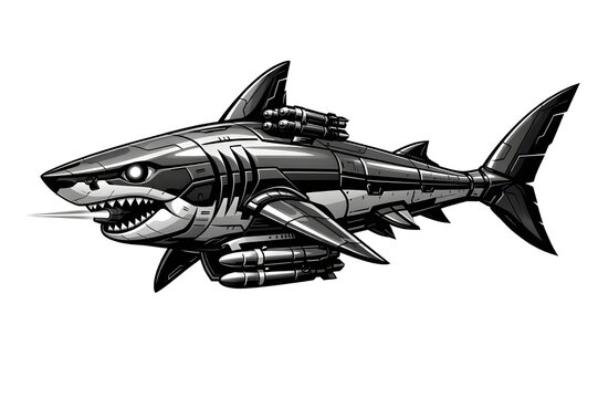 Armed Robotic Shark Underwater Military Drone - military vector