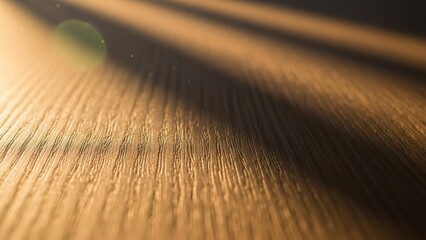 A close-up view of a wooden surface illuminated by sunlight casting shadows