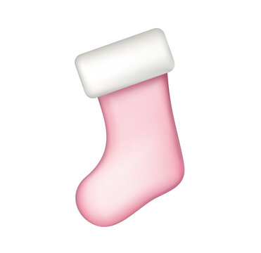 Christmas socks vector illustration isolated on white background. Pink Christmas stocking icon.