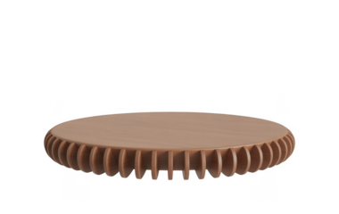 Wooden Lazy Susan with slotted edge round brown isolated on a transparent background