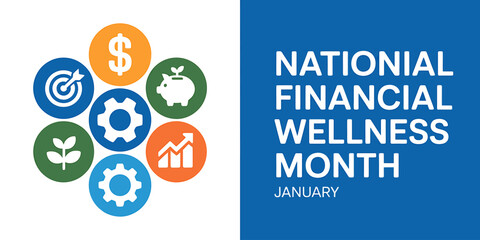 National Financial Wellness Month Symbols and Icons for January