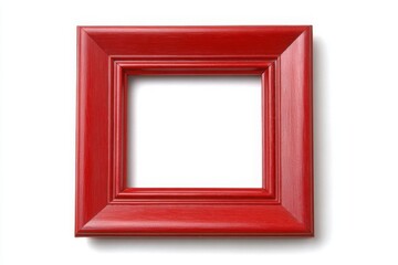 A simple classic red wooden picture frame isolated on a white background