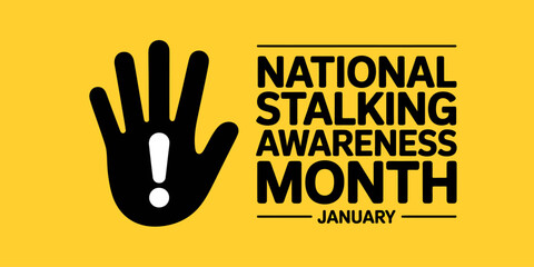 National Stalking Awareness Month Hand Symbol Alert Sign
