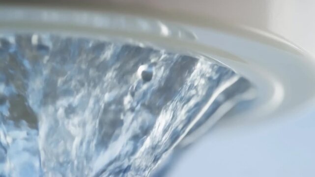 Droplet falls and splashes in slow motion creating waves in a sink