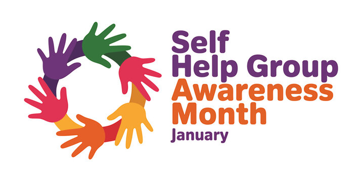 Self Help Group Awareness Month January Symbolic Hands Illustration