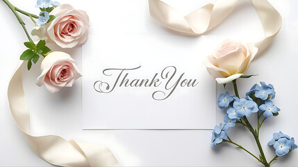 Elegant thank you card with flowers