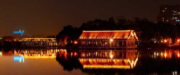 Asia, China, Xi'an, at night,, night view of the city