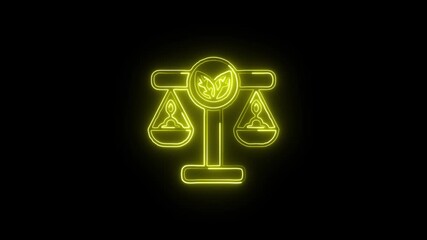 Environmental Law Icon Animation with Glowing Lines on Black Background