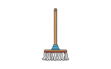 Illustrated mop with handle © LR