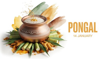 Pongal Harvest Festival Illustration