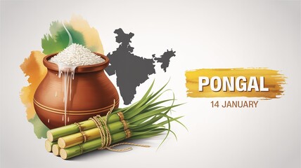 Pongal Harvest Festival Illustration