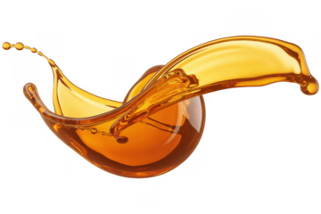Honey splash liquid golden isolated on a transparent background