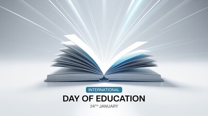 International Day of Education Concept with Open Book and Light Rays &ndash; 24 January