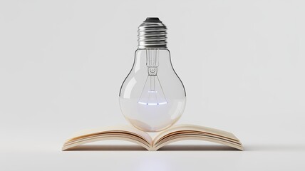 Education and Knowledge Concept with Open Book and Light Bulb