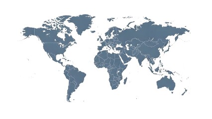 Detailed blue world map illustration on white background