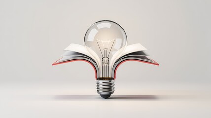 Education and Knowledge Concept with Open Book and Light Bulb