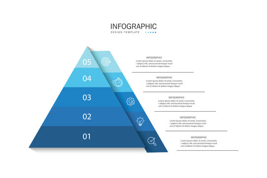 Infographics pyramid triangle business timeline 5 steps to success archetype.