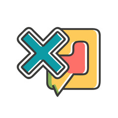 Obraz premium Vibrant speech bubbles with thumbs down and X icon in modern design