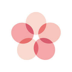 Minimal abstract flower with rounded petals, soft pastel pink, playful modern style, white background, perfect for contemporary decorative use