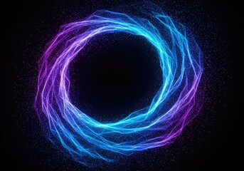 Abstract blue and purple light stream forming a dynamic swirling vortex structure, representing power, flow, and digital data transformation ,swirl ,particle ,abstract