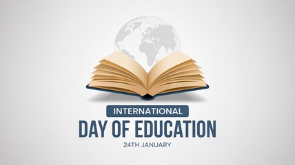 International Day of Education Concept with Open Book and Globe &ndash; 24th January