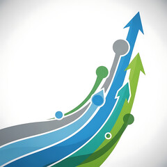 Abstract Business Growth Concept with Upward Trending Arrows and Blue Lines
