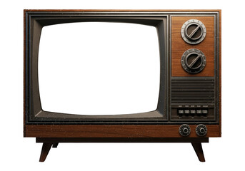 Vintage Broadcast Television Mockup For Digital Projects, Cut Out, Clipping Path, Isolated on a Transparent PNG Background.