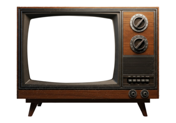 Vintage Broadcast Television Mockup For Digital Projects, Cut Out, Clipping Path, Isolated on a Transparent PNG Background.