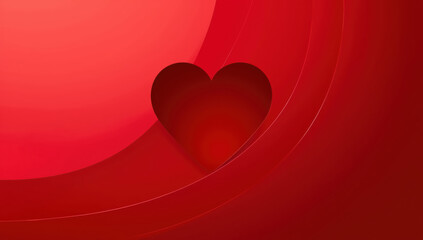 Red heart Valentine background with layered paper cut and soft gradient warmth