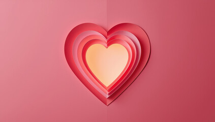 Layered paper heart with warm glow for romantic Valentines Day display