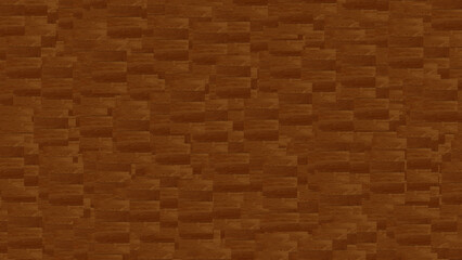 Abstract 3D background of dark brown interlocking wood planks with a seamless timber texture.
