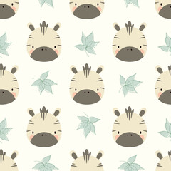 Seamless pattern with cute zebras. Vector.

