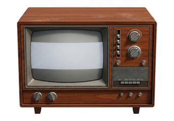 Old Fashioned Television Set In High Detail Render, Cut Out, Clipping Path, Isolated on a Transparent PNG Background.