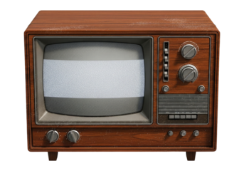 Old Fashioned Television Set In High Detail Render, Cut Out, Clipping Path, Isolated on a Transparent PNG Background.
