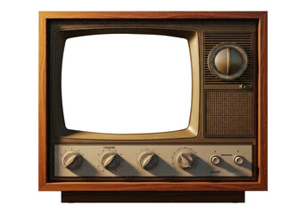 Classic Analog Television Isolated For Media Design, Cut Out, Clipping Path, Isolated on a Transparent PNG Background.