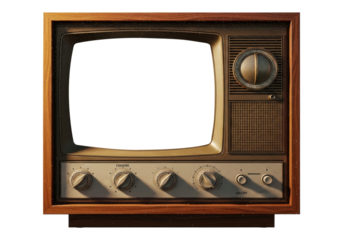Classic Analog Television Isolated For Media Design, Cut Out, Clipping Path, Isolated on a Transparent PNG Background.
